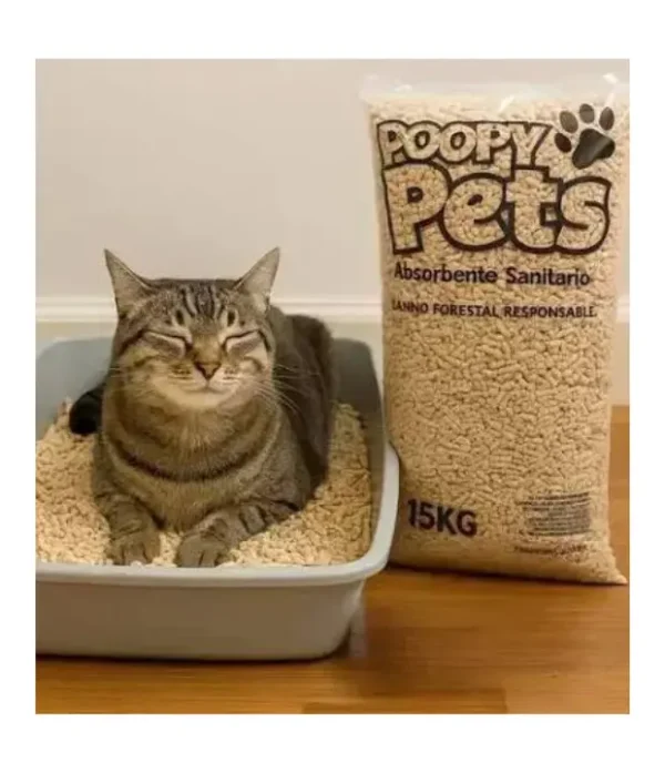 poppy-pets-15kg Colchón Sanitario Mascotas Ecológico Pellets Madera Poopy Pets x 15 kg