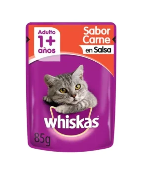 pouch-whiskas-carne Pouch Whiskas Sabor Carne En Salsa x 85 Grs Adulto