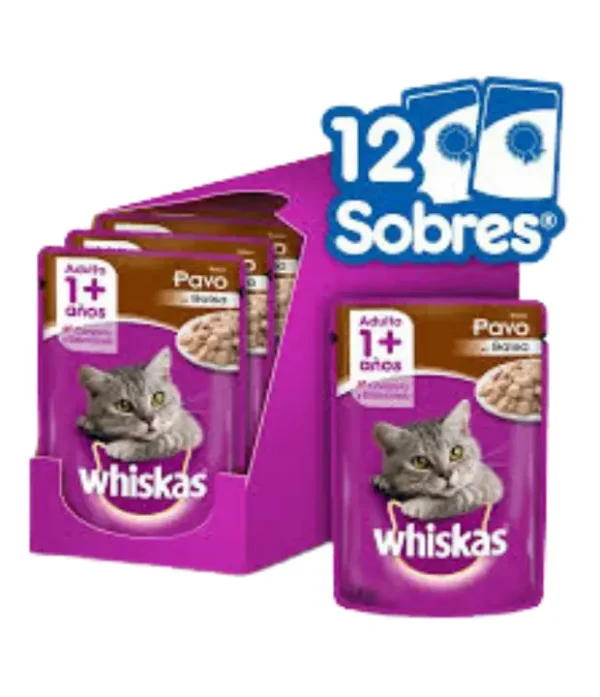 pouch-whiskas-pavo-12 Pouch Whiskas Sabor Pavo En Salsa x Caja (12u x 85 Grs) Adulto