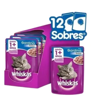 pouch-whiskas-sardina-12 Pouch Whiskas Sabor Sardina En Salsa x Caja (12u x 85 Grs) Adulto