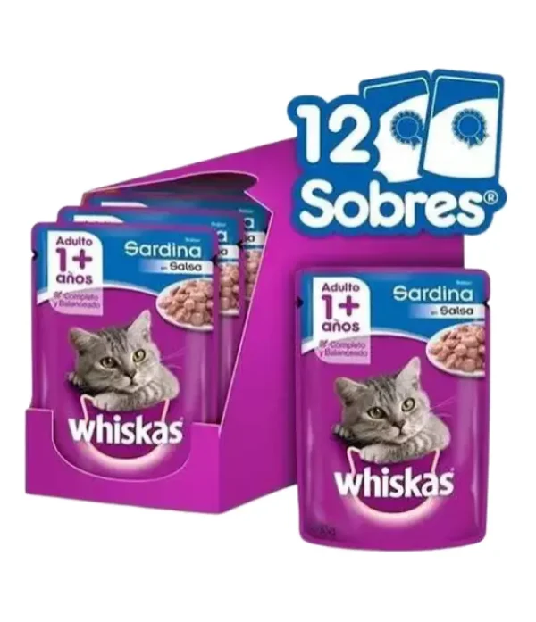 Pouch Whiskas Sabor Sardina En Salsa x Caja (12u x 85 Grs) Adulto