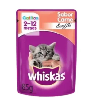pouch-whiskas-soufle-carne Pouch Whiskas Sabor Carne Souffle x 85 Grs Gatitos