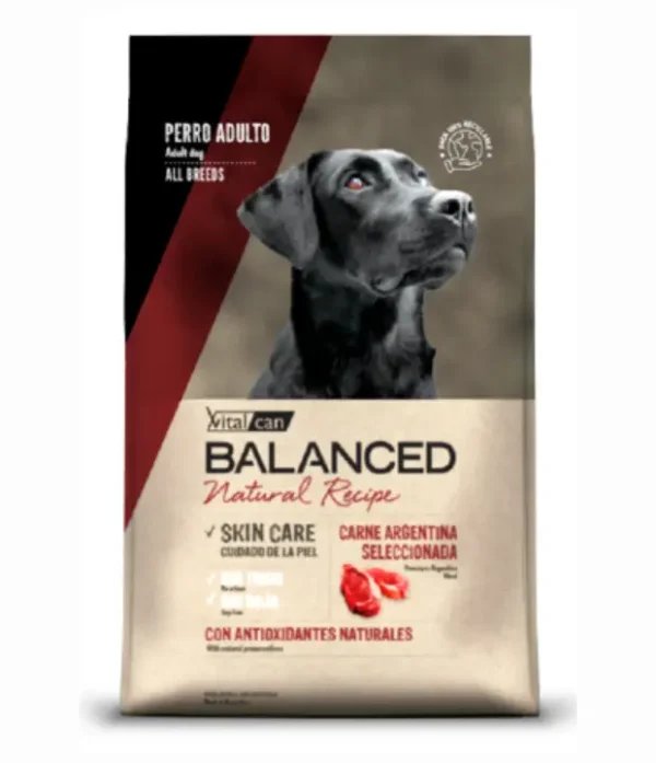 Vitalcan Balanced Natural Recipe Perro Adulto Carne Argentina Seleccionada x 15 Kg